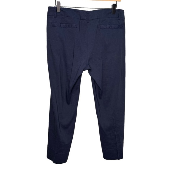 Theory Blue Linen Cropped Straight Leg Cropped Pants Size 8 - Picture 2 of 14